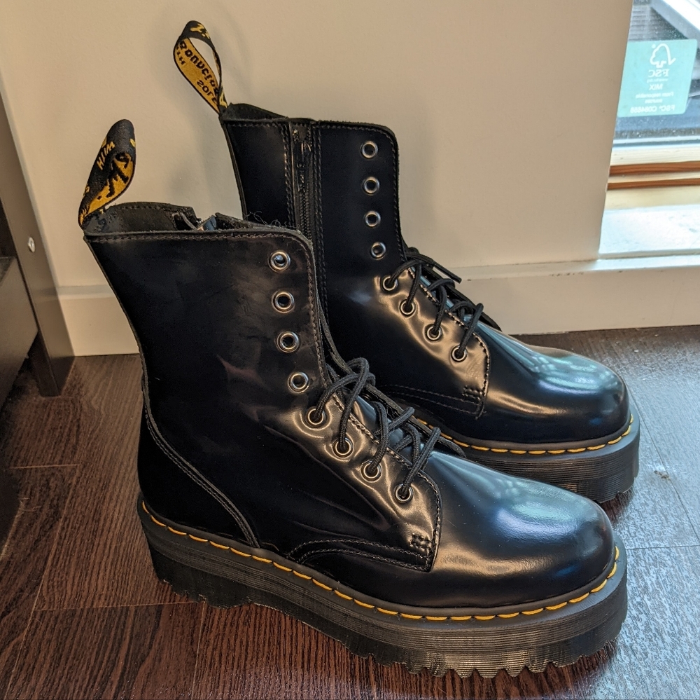 Black Jadon Dr Martens Platforms